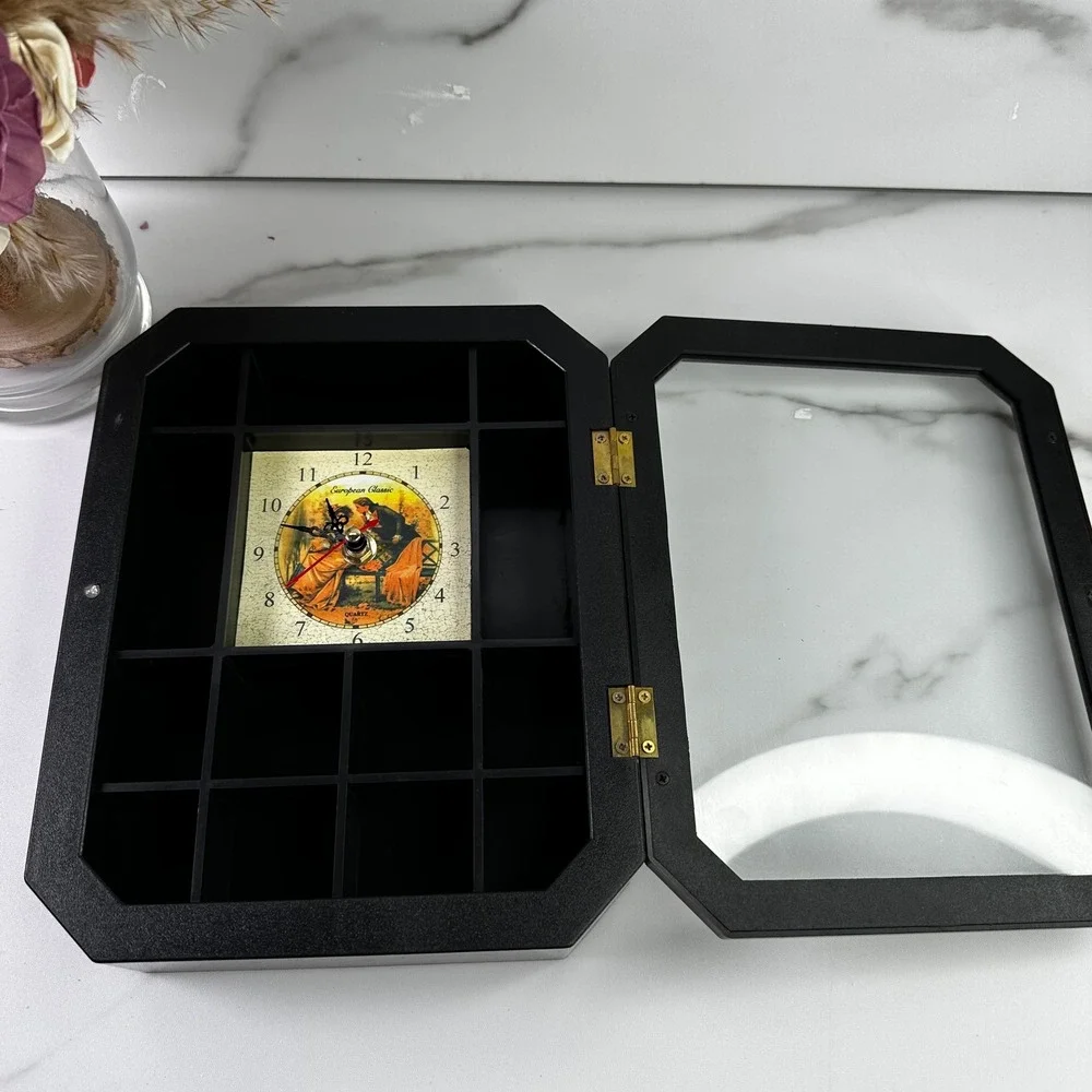European Classic Quartz Clock Display Case Shadow Box Mantel Decor‎ Works